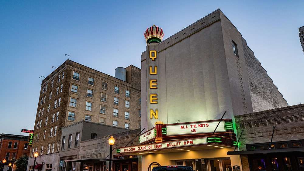 The Historic Queen Theater in Downtown Bryan